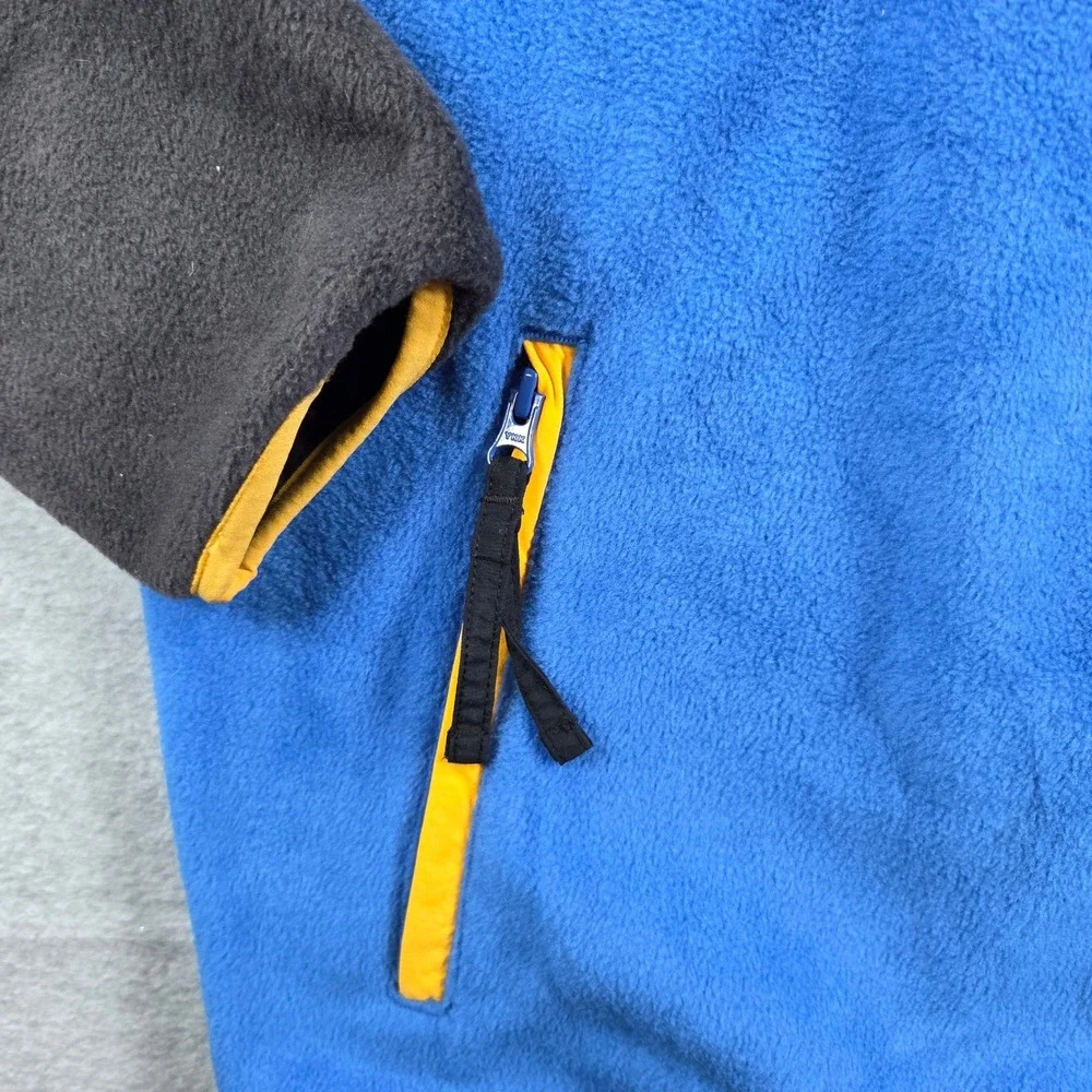 Columbia Fleece Jacket Mens XL Blue Grey Yellow Colorblock Full Zip Vintage - Picture 5 of 7
